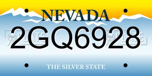 2GQ6928 Nevada License Plate