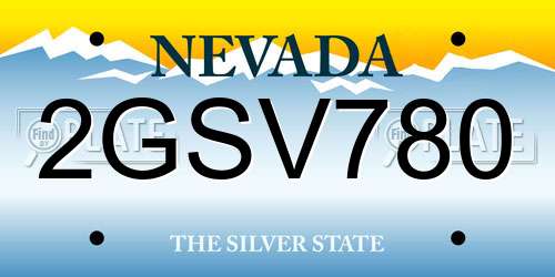 2GSV780 Nevada License Plate