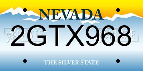 2GTX968 Nevada License Plate