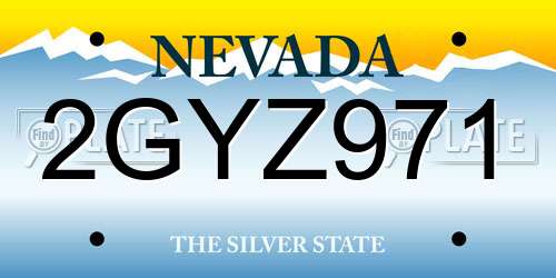 2GYZ971 Nevada License Plate
