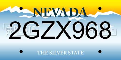 2GZX968 Nevada License Plate