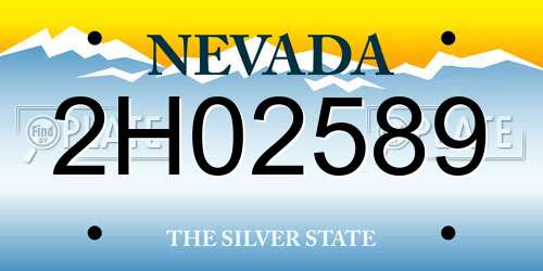 2H02589 Nevada License Plate