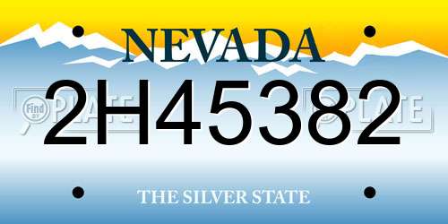 2H45382 Nevada License Plate