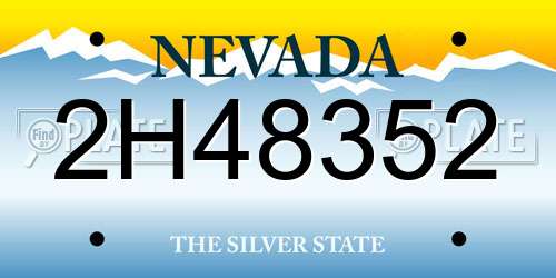 2H48352 Nevada License Plate