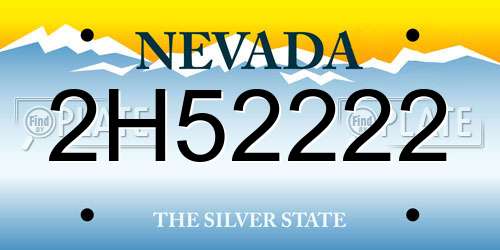 2H52222 Nevada License Plate