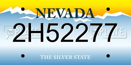 2H52277 Nevada License Plate