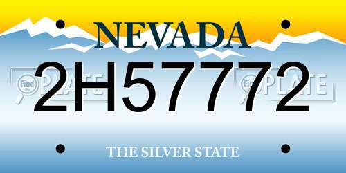2H57772 Nevada License Plate