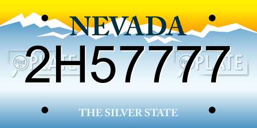 2H57777 Nevada License Plate