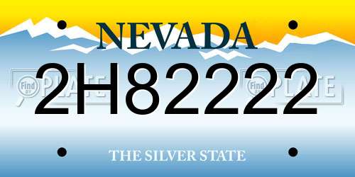 2H82222 Nevada License Plate