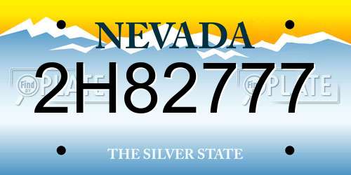 2H82777 Nevada License Plate