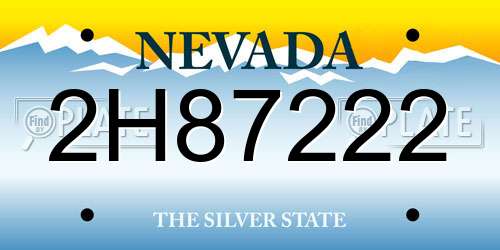 2H87222 Nevada License Plate