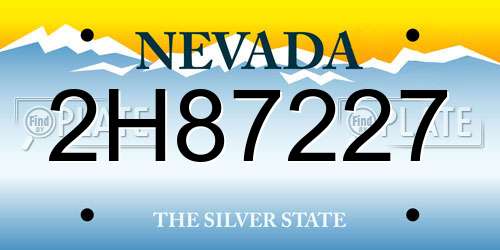 2H87227 Nevada License Plate
