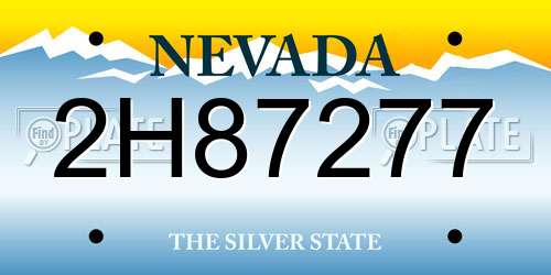 2H87277 Nevada License Plate