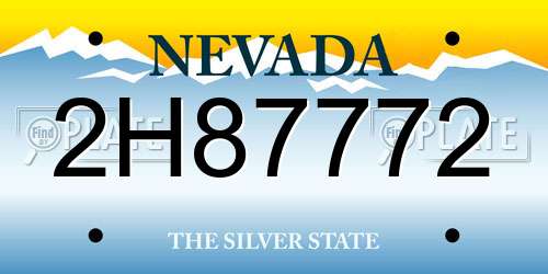 2H87772 Nevada License Plate