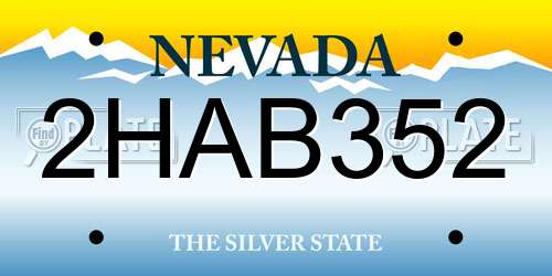 2HAB352 Nevada License Plate