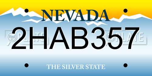 2HAB357 Nevada License Plate