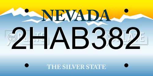 2HAB382 Nevada License Plate