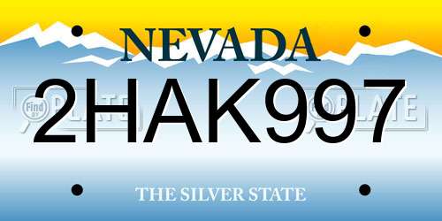 2HAK997 Nevada License Plate