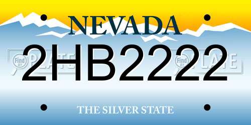 2HB2222 Nevada License Plate