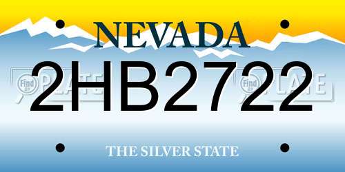2HB2722 Nevada License Plate