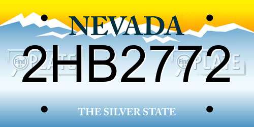 2HB2772 Nevada License Plate