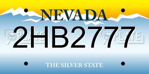2HB2777 Nevada License Plate