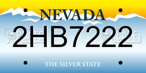 2HB7222 Nevada License Plate