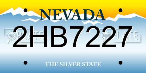 2HB7227 Nevada License Plate