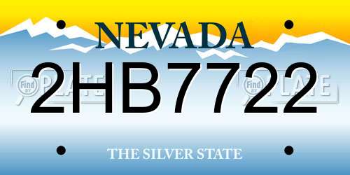 2HB7722 Nevada License Plate