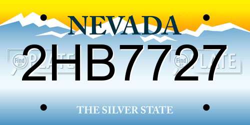 2HB7727 Nevada License Plate