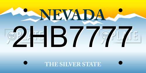2HB7777 Nevada License Plate