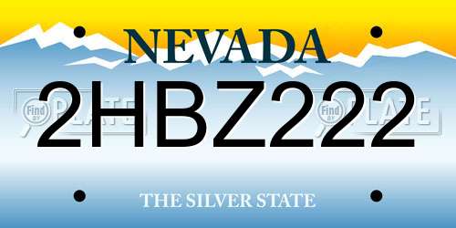 2HBZ222 Nevada License Plate