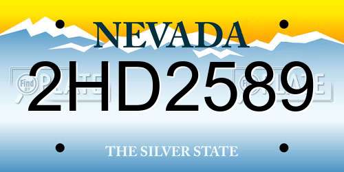 2HD2589 Nevada License Plate