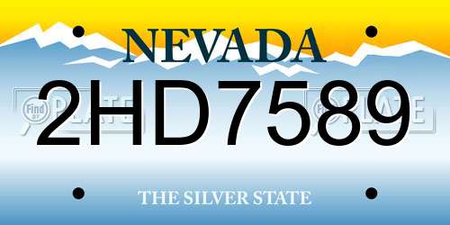 2HD7589 Nevada License Plate