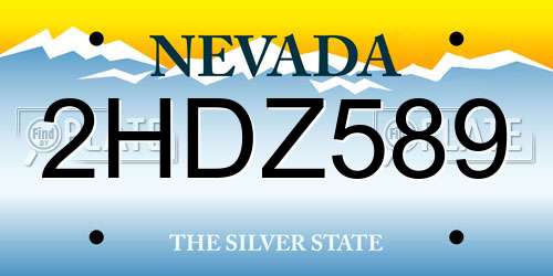 2HDZ589 Nevada License Plate