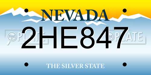 2HE847 Nevada License Plate