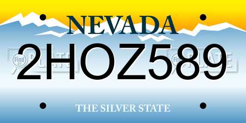 2HOZ589 Nevada License Plate