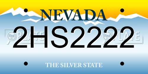 2HS2222 Nevada License Plate