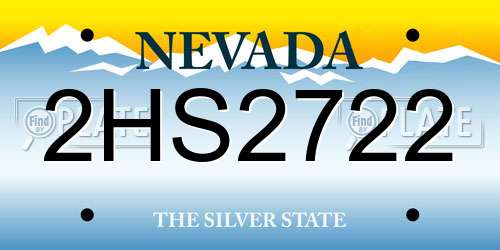 2HS2722 Nevada License Plate