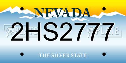 2HS2777 Nevada License Plate