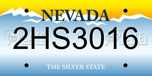 2HS3016 Nevada License Plate