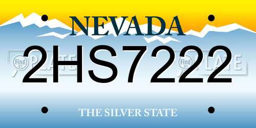 2HS7222 Nevada License Plate
