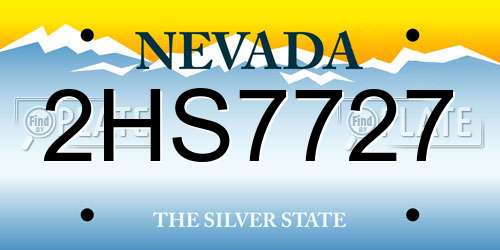 2HS7727 Nevada License Plate