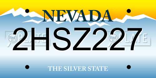 2HSZ227 Nevada License Plate