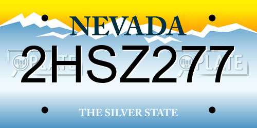 2HSZ277 Nevada License Plate
