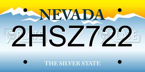 2HSZ722 Nevada License Plate
