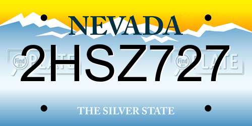 2HSZ727 Nevada License Plate