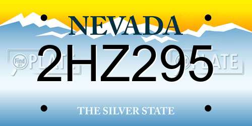 2HZ295 Nevada License Plate
