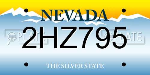 2HZ795 Nevada License Plate