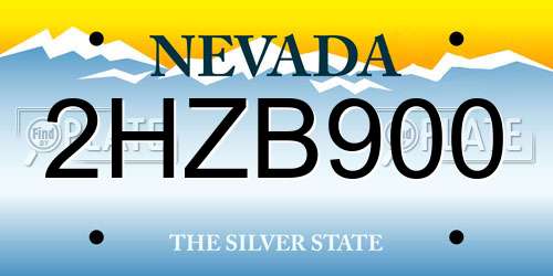 2HZB900 Nevada License Plate
